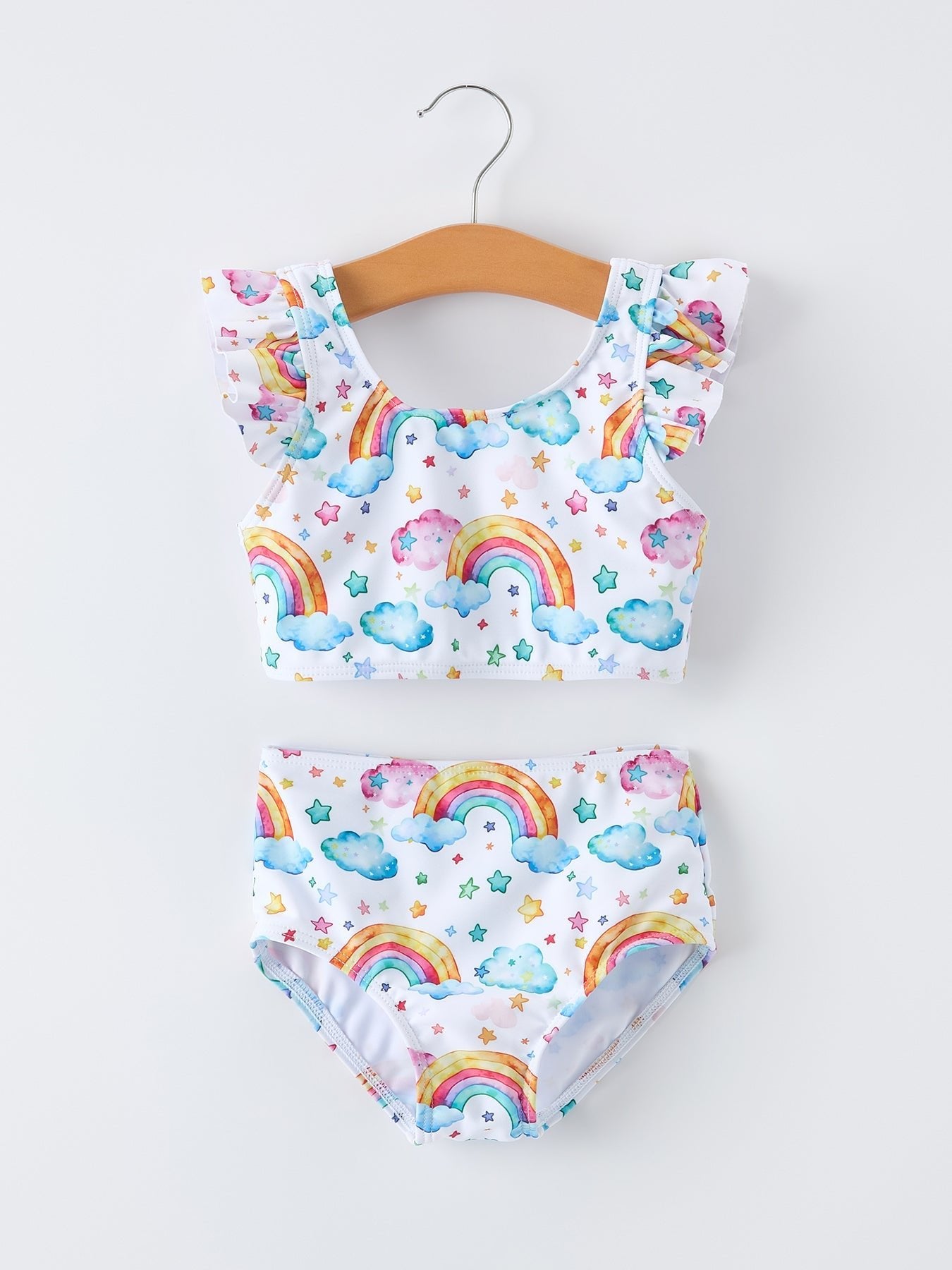 Rylee Faith Designs Rylee Faith Designs Baby Girl Swim Set With Rainbow Print Ruffles For Baby Girls