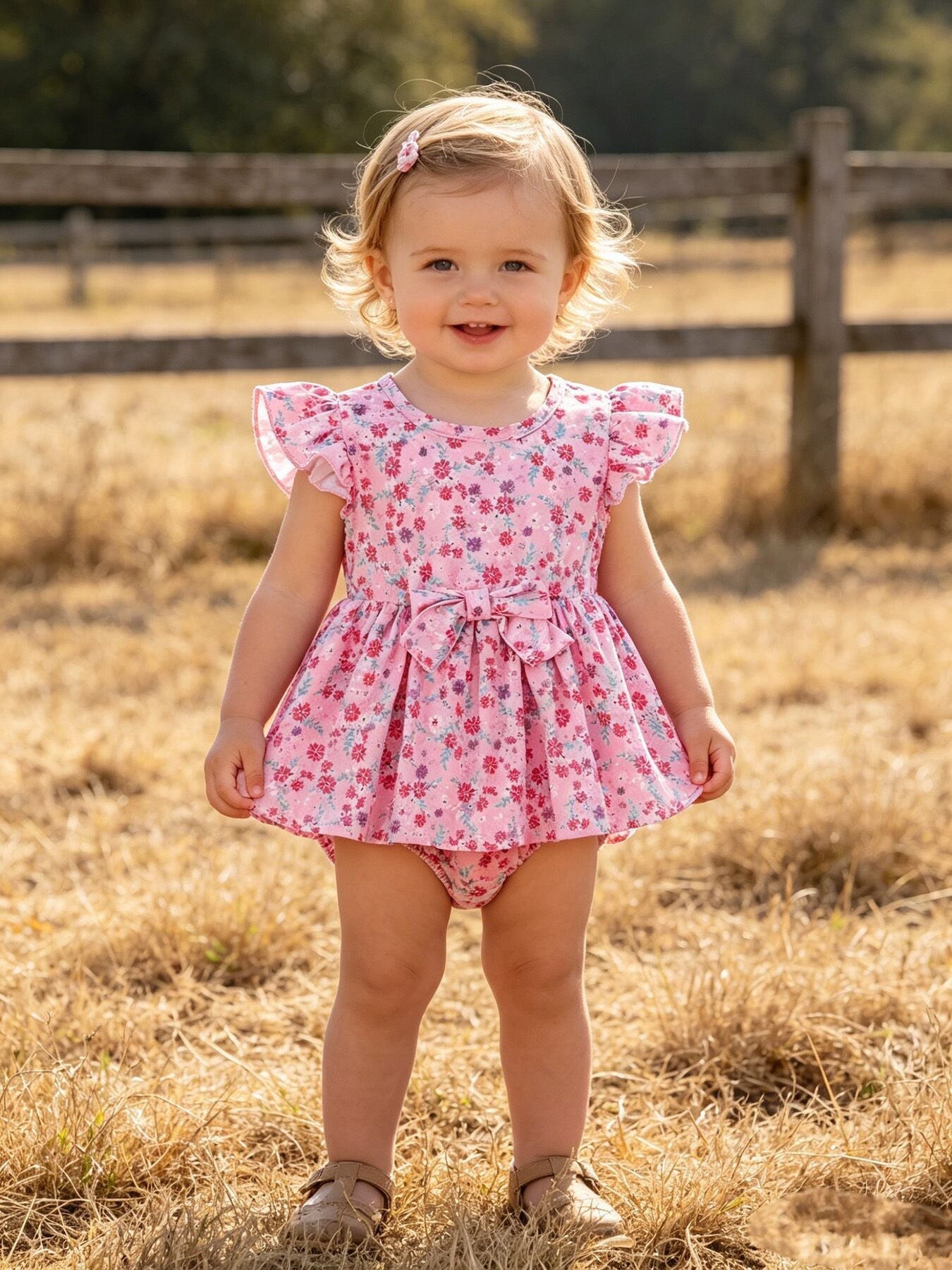 Rylee Faith Designs Rylee Faith Designs Baby Girls Romper With Spring Floral Print For Mommy And Me