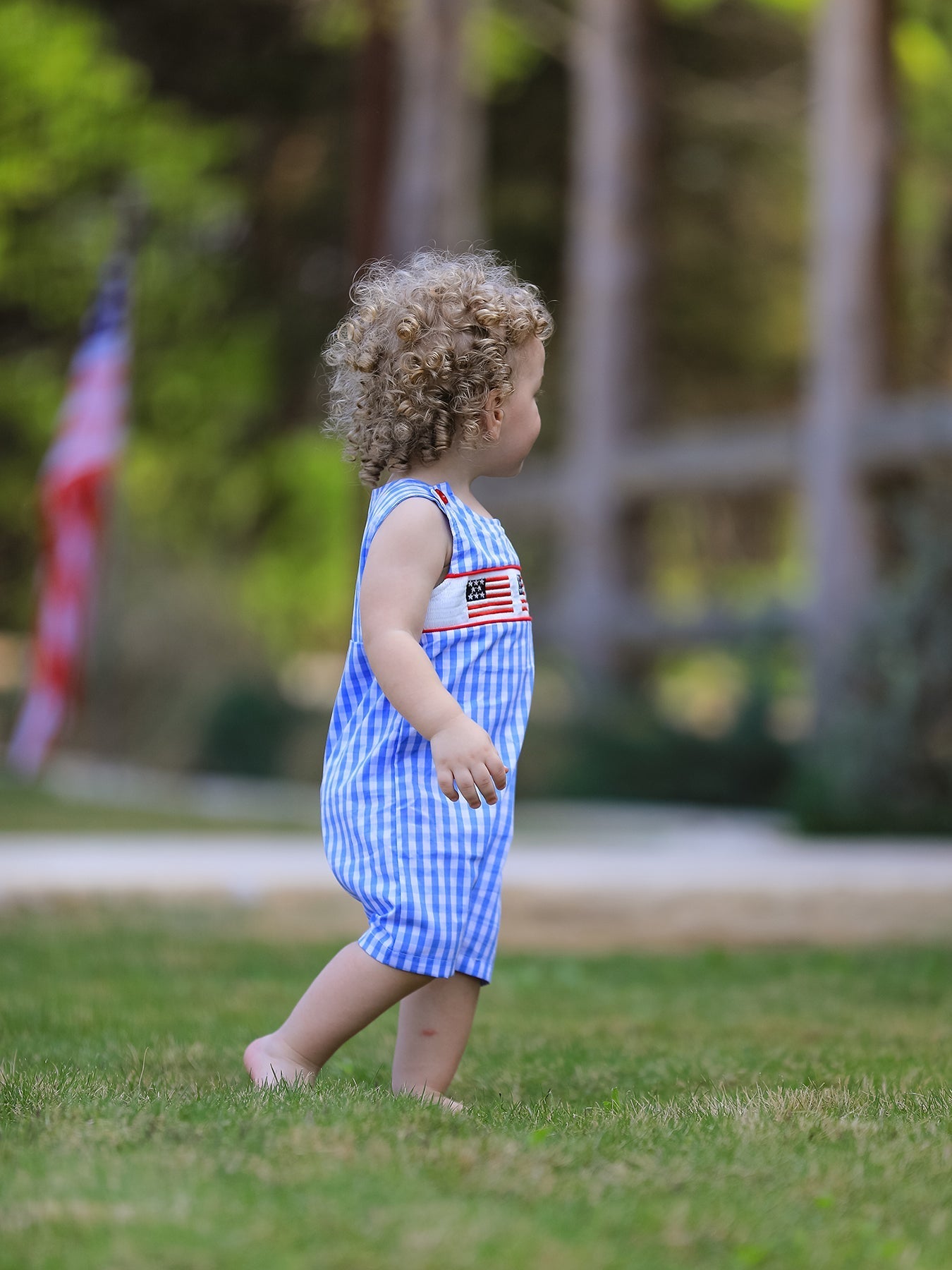 Rylee Faith Designs Rylee Faith Designs Baby Romper with 4th of July Flag Embroidery for BoysEveretts Place