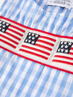 Rylee Faith Designs Rylee Faith Designs Baby Romper with 4th of July Flag Embroidery for BoysEveretts Place