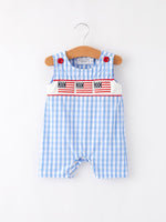 Rylee Faith Designs Rylee Faith Designs Baby Romper with 4th of July Flag Embroidery for BoysEveretts Place