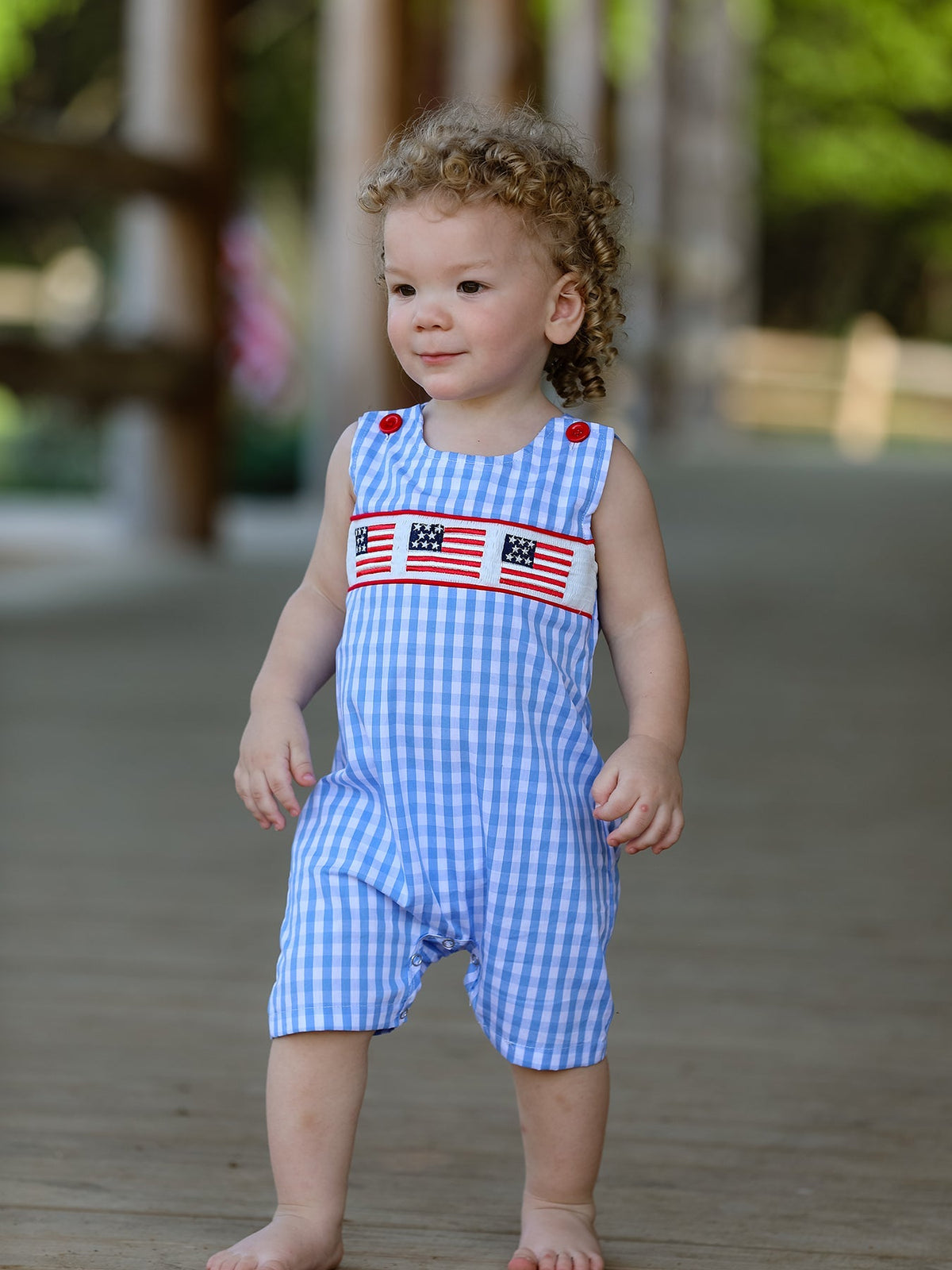 4th of july Flag Embroidery Smocking Boys Romper - Baby & Toddler Clothing, Overall, Child, One-piece garment, Toddler | Everetts Place