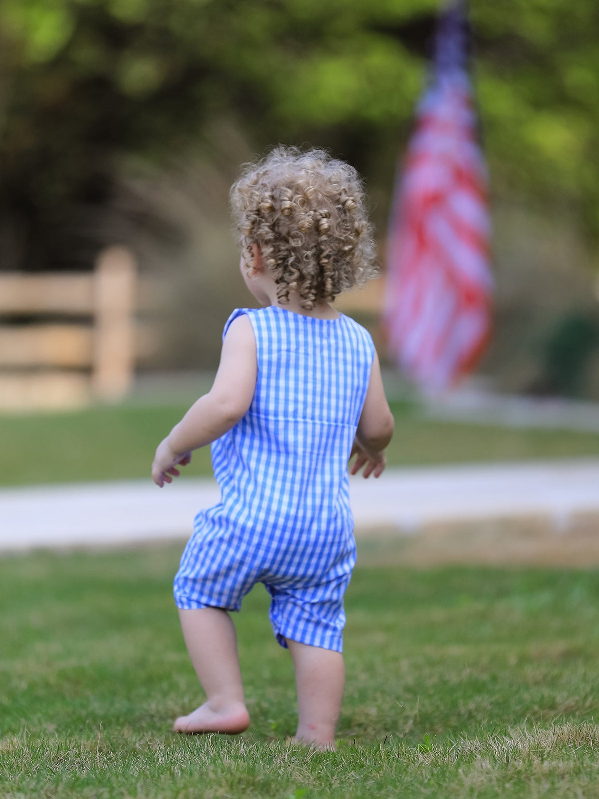 Rylee Faith Designs Rylee Faith Designs Baby Romper with 4th of July Flag Embroidery for BoysEveretts Place