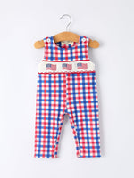 Rylee Faith Designs Rylee Faith Designs Baby Romper With Patriotic Plaid Flag For July Fourth