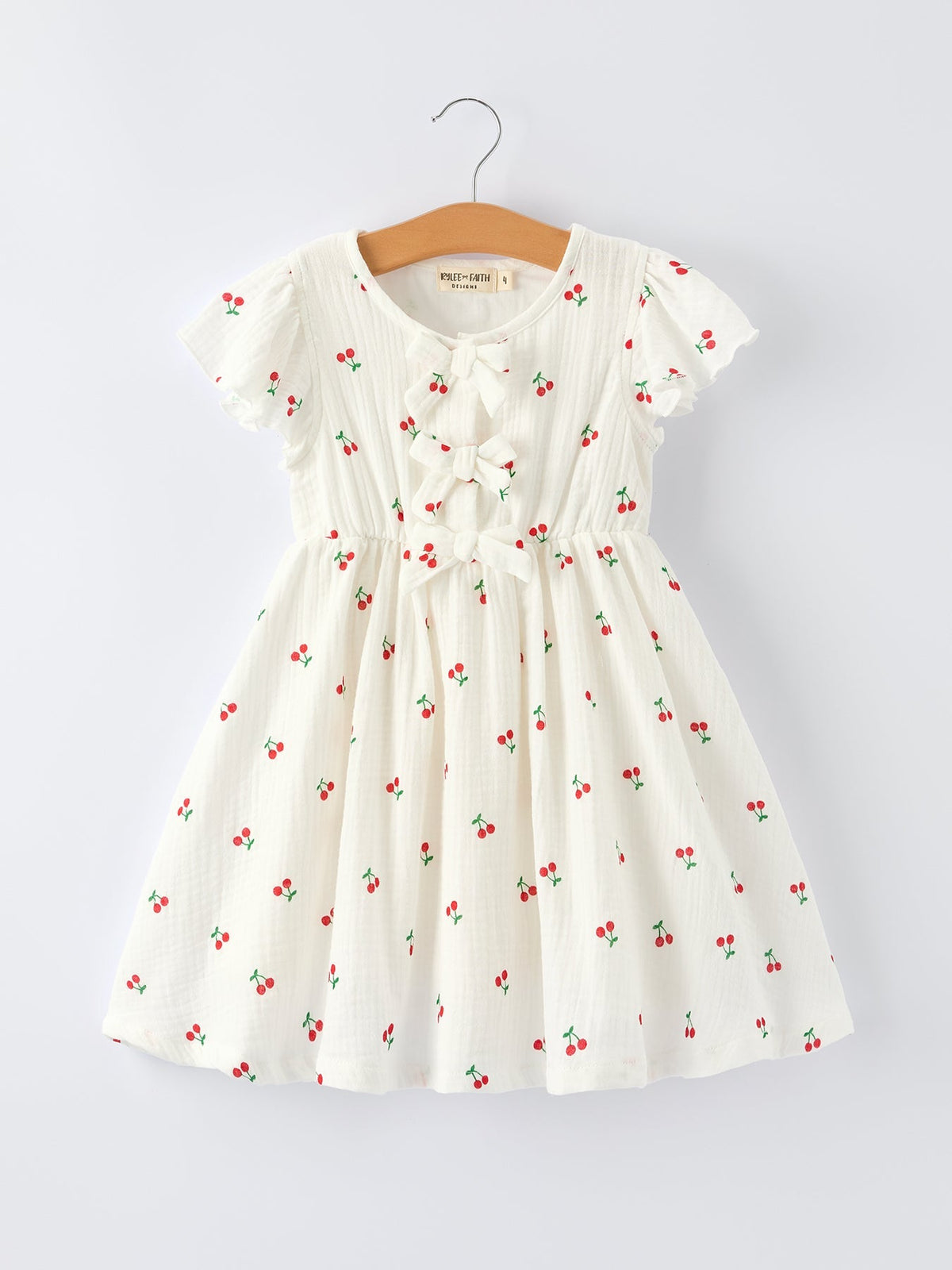 Cherry Print Girls Dress Ruffle Sleeves - Sleeve, Dress, Day Dress, Textile, One-piece garment | Everetts Place