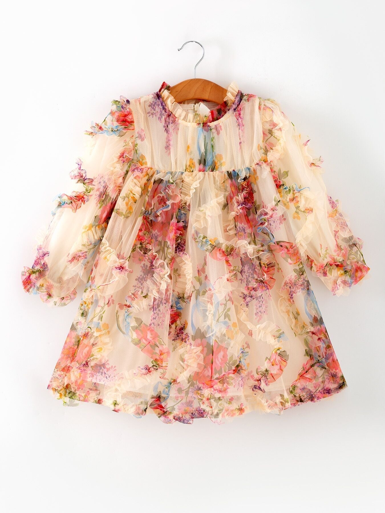Rylee Faith Designs Rylee Faith Designs Dress Pastel Flower Ruffle Layered For Girls