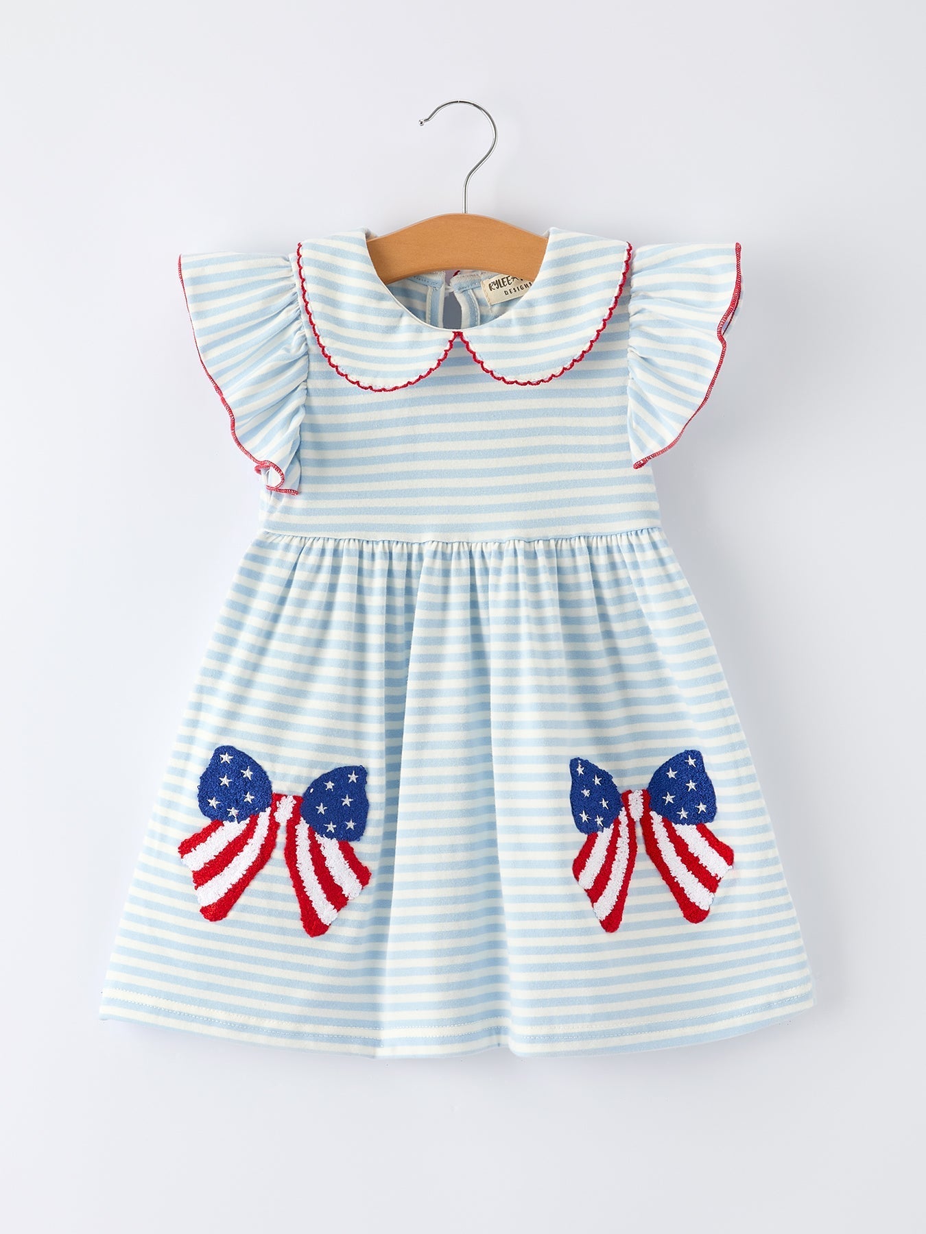 Rylee Faith Designs Rylee Faith Designs Dress Patriotic Stripe Bow And Peter Pan Collar For GirlsEveretts Place