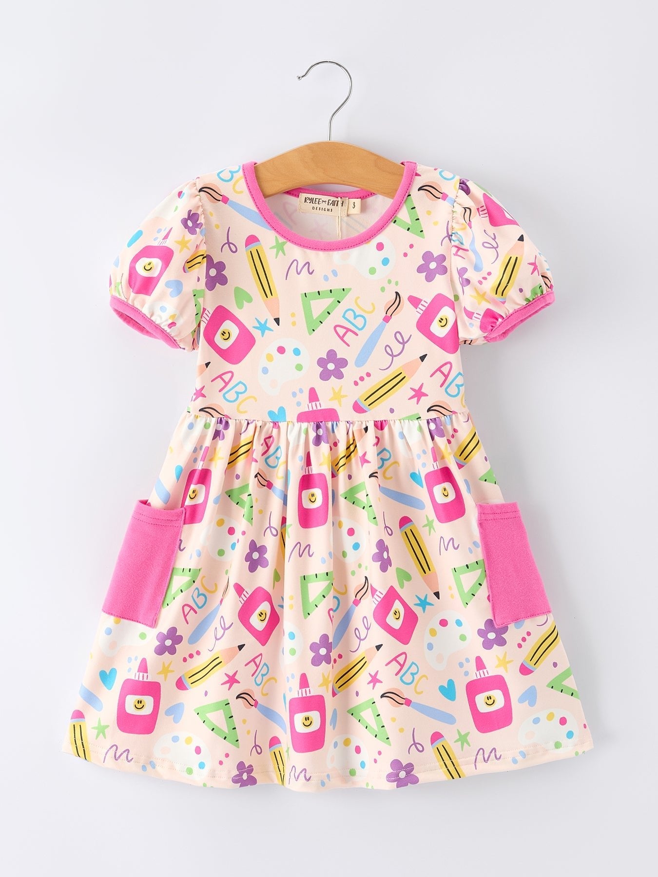 Rylee Faith Designs Rylee Faith Designs Dress With Back To School Print And Pockets For GirlsEveretts Place