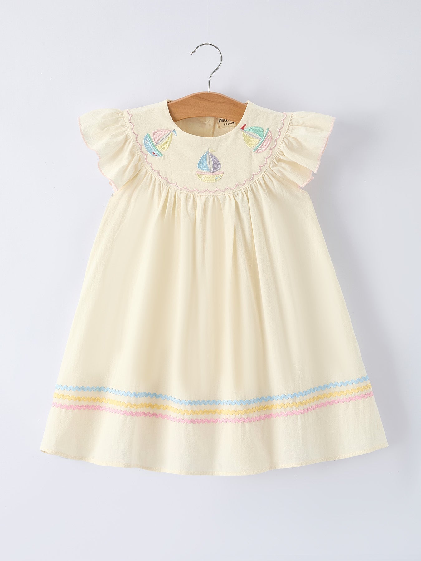Rylee Faith Designs Rylee Faith Designs Dress with Rainbow Sailboat Embroidery for Girls
