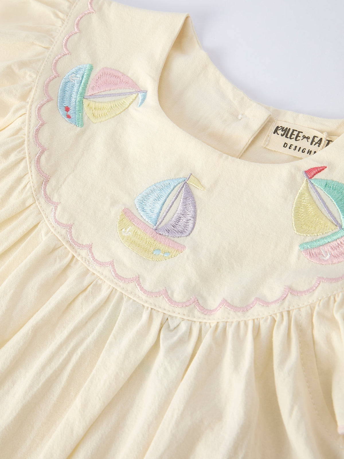 Rylee Faith Designs Rylee Faith Designs Dress with Rainbow Sailboat Embroidery for Girls