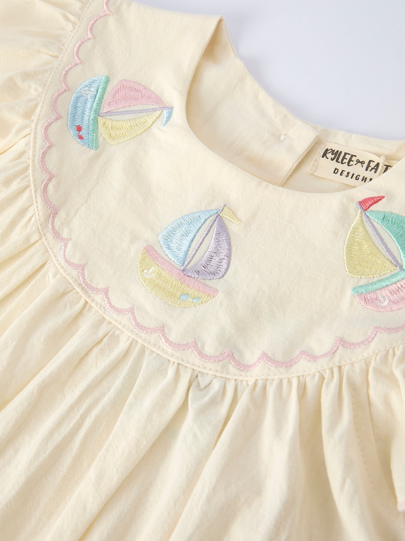Rylee Faith Designs Rylee Faith Designs Dress with Rainbow Sailboat Embroidery for Girls