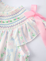 Rylee Faith Designs Rylee Faith Designs Girls Bow Stripe Smocked Dress - 
