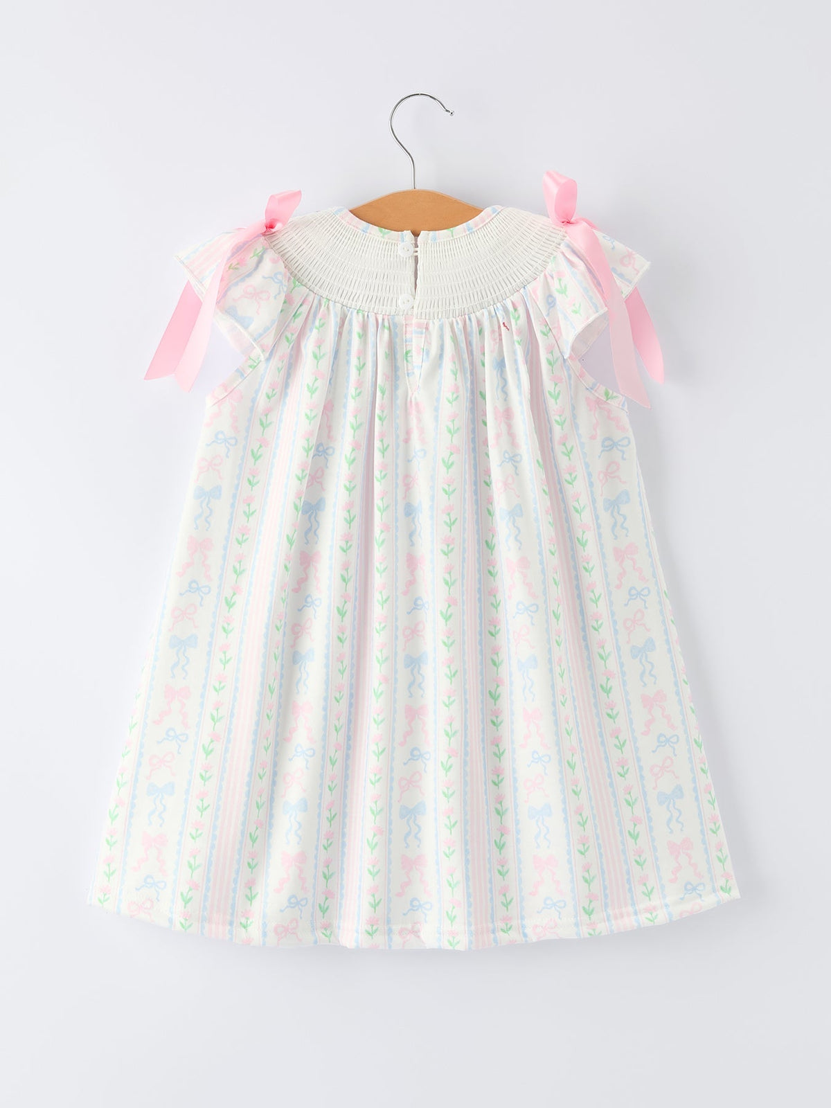 Rylee Faith Designs Rylee Faith Designs Girls Bow Stripe Smocked Dress - 