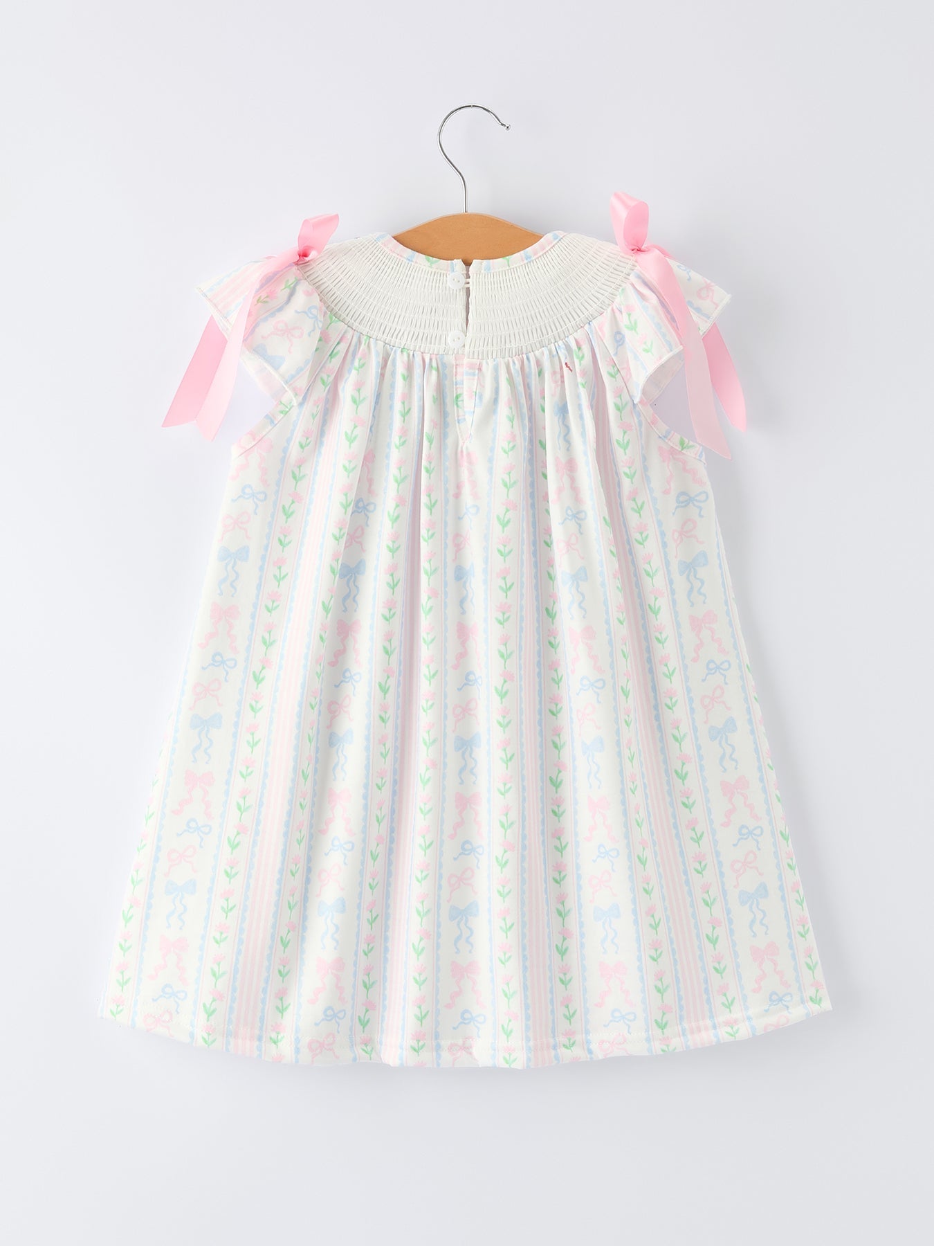 Rylee Faith Designs Rylee Faith Designs Girls Bow Stripe Smocked Dress - 