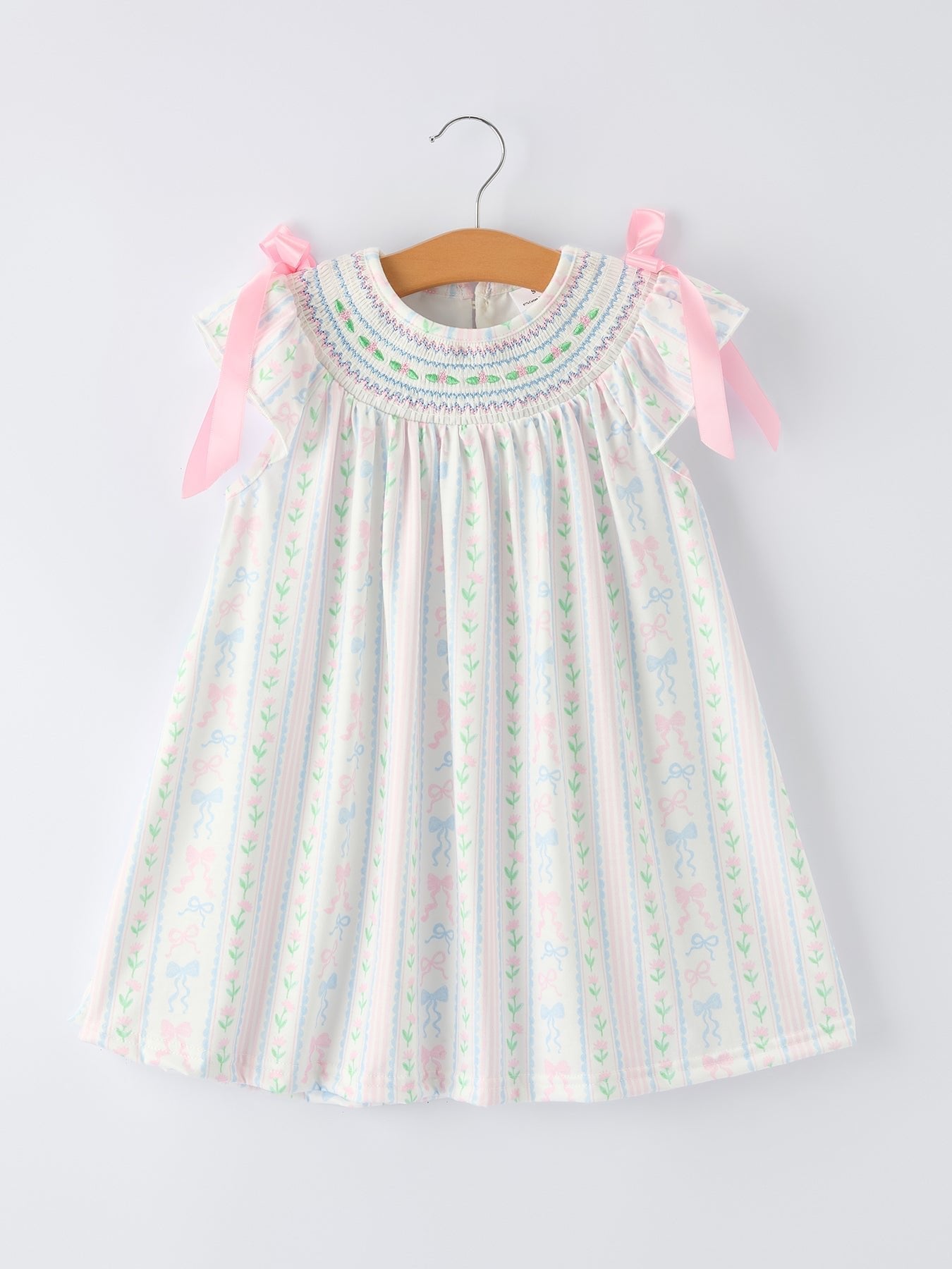 Rylee Faith Designs Rylee Faith Designs Girls Bow Stripe Smocked Dress - 