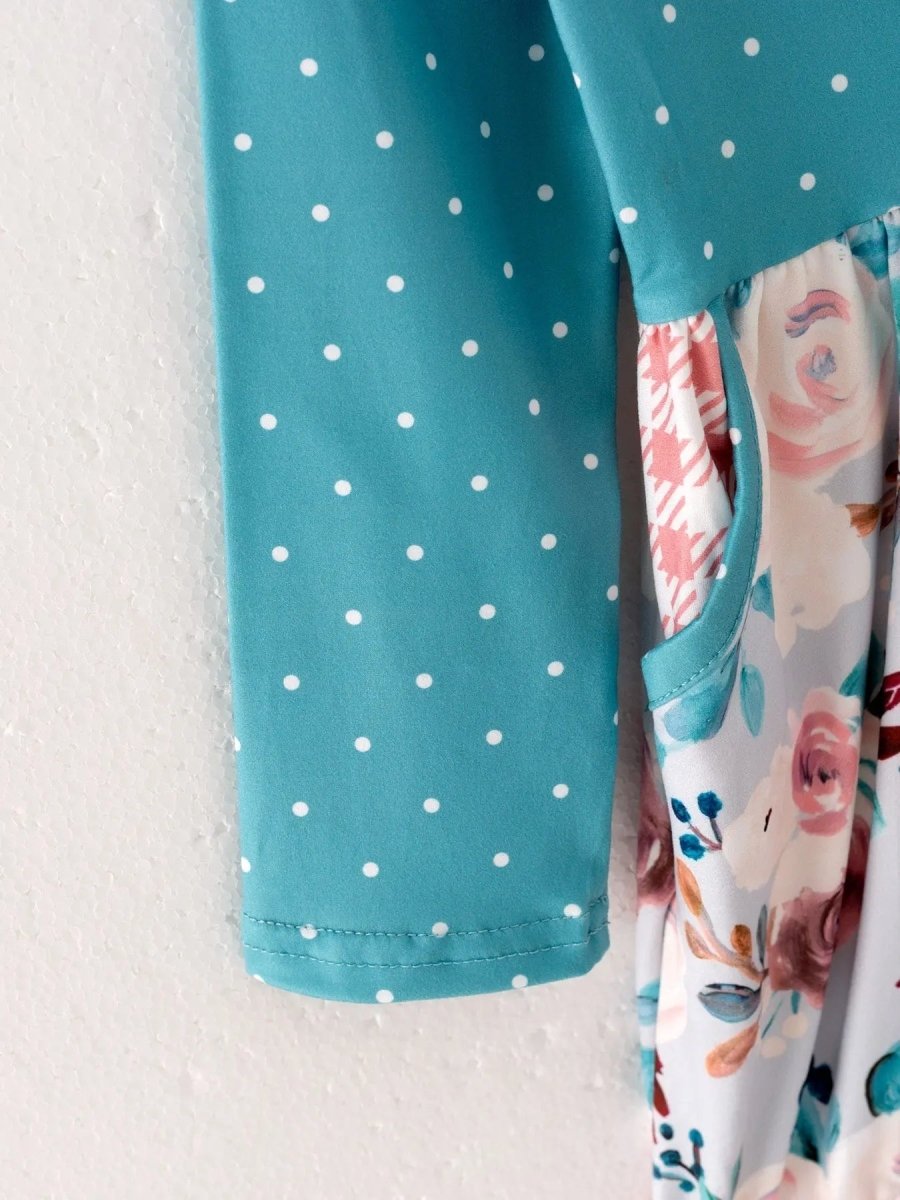 Rylee Faith Designs Rylee Faith Designs Girls Christmas Floral Print Dress - Everetts Place Boutique - 