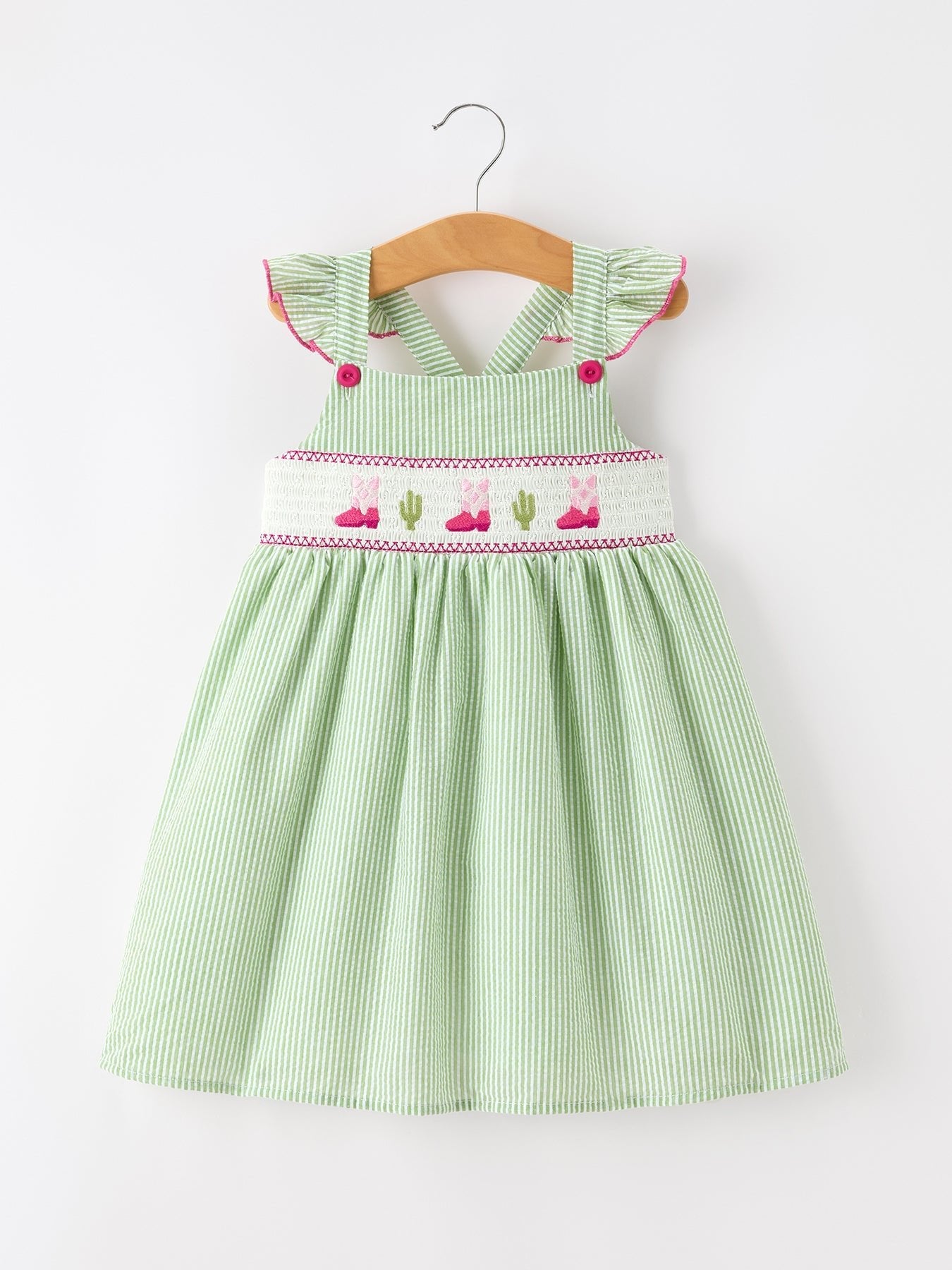 Western Boots Cactus Girls Dress Stripe - Pink, Baby & Toddler Clothing, One-piece garment, Day Dress, Pattern | Everetts Place