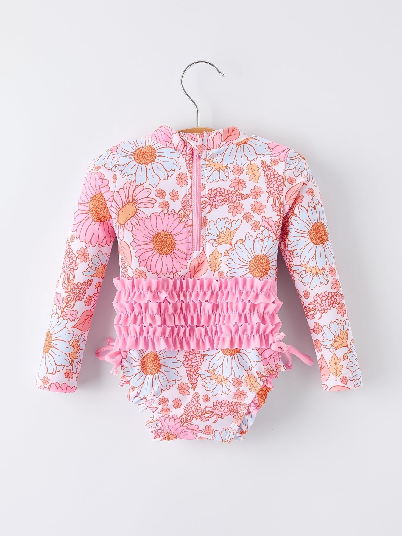 Rylee Faith Designs Rylee Faith Designs Girls Long Sleeve Daisy Print One Piece Swimsuit