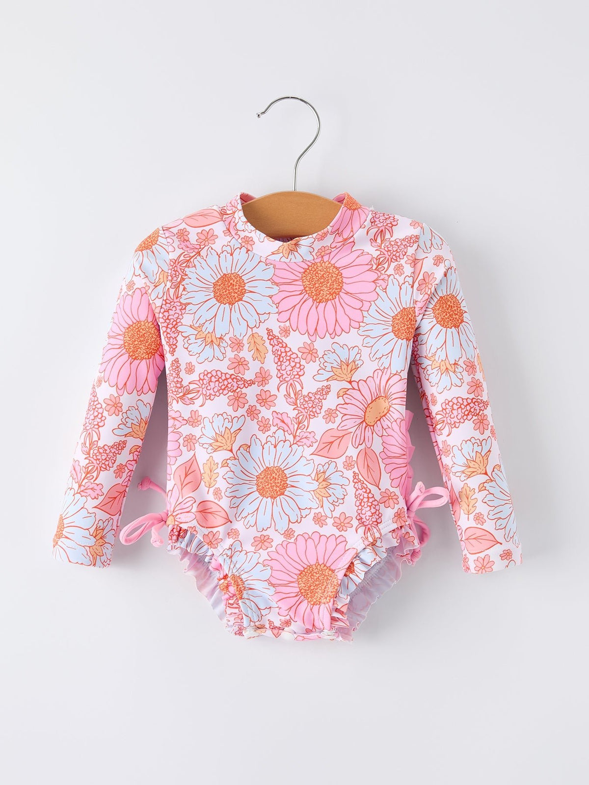Rylee Faith Designs Rylee Faith Designs Girls Long Sleeve Daisy Print One Piece Swimsuit