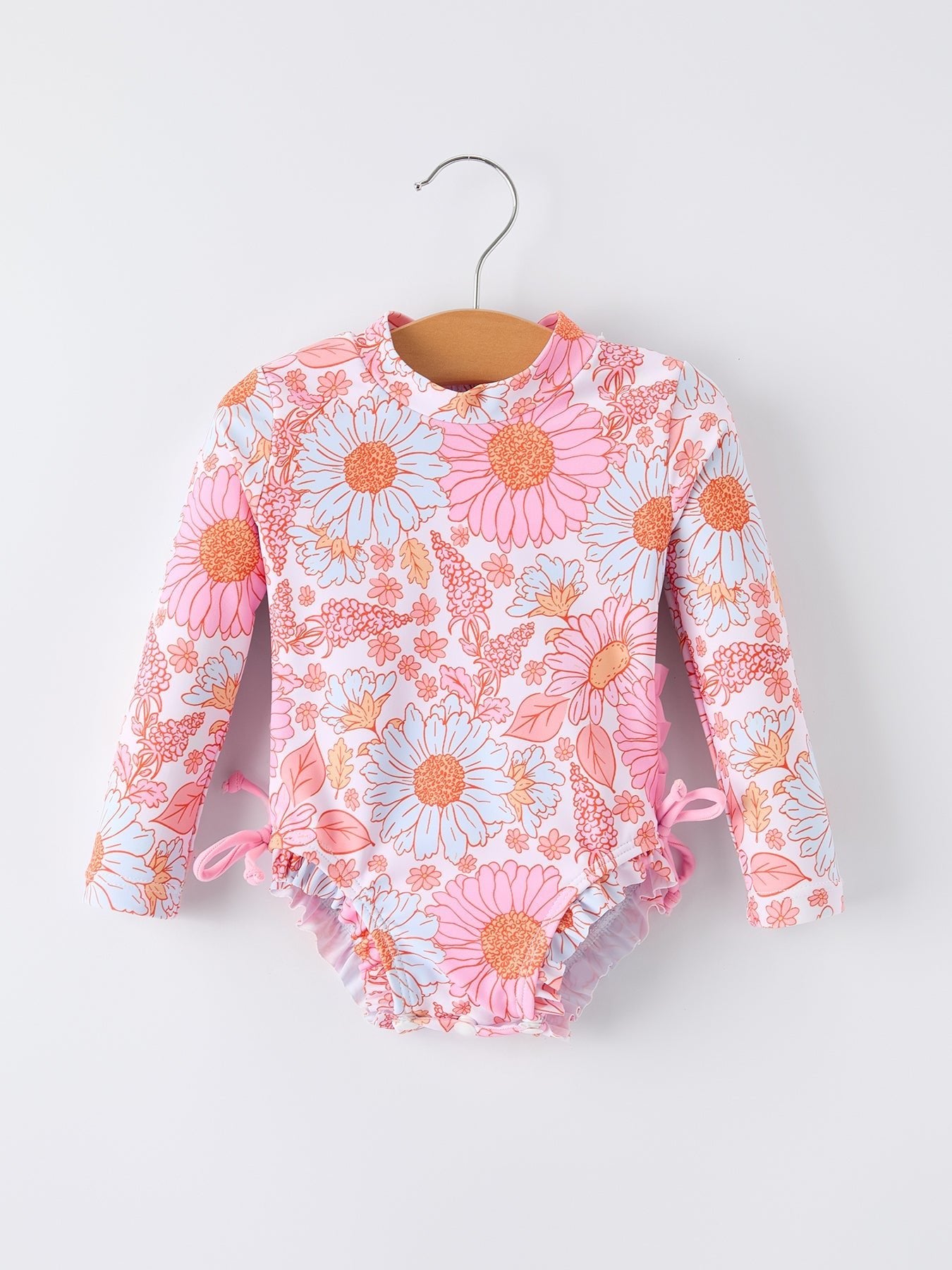 Rylee Faith Designs Rylee Faith Designs Girls Long Sleeve Daisy Print One Piece Swimsuit