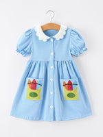 Rylee Faith Designs Rylee Faith Designs Girls Pencil Stripe Dress with Petals Collar Back to School