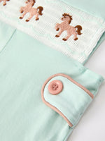 Rylee Faith Designs Rylee Faith Designs Jon Jon Romper With Western Horse Embroidery For Baby Boys