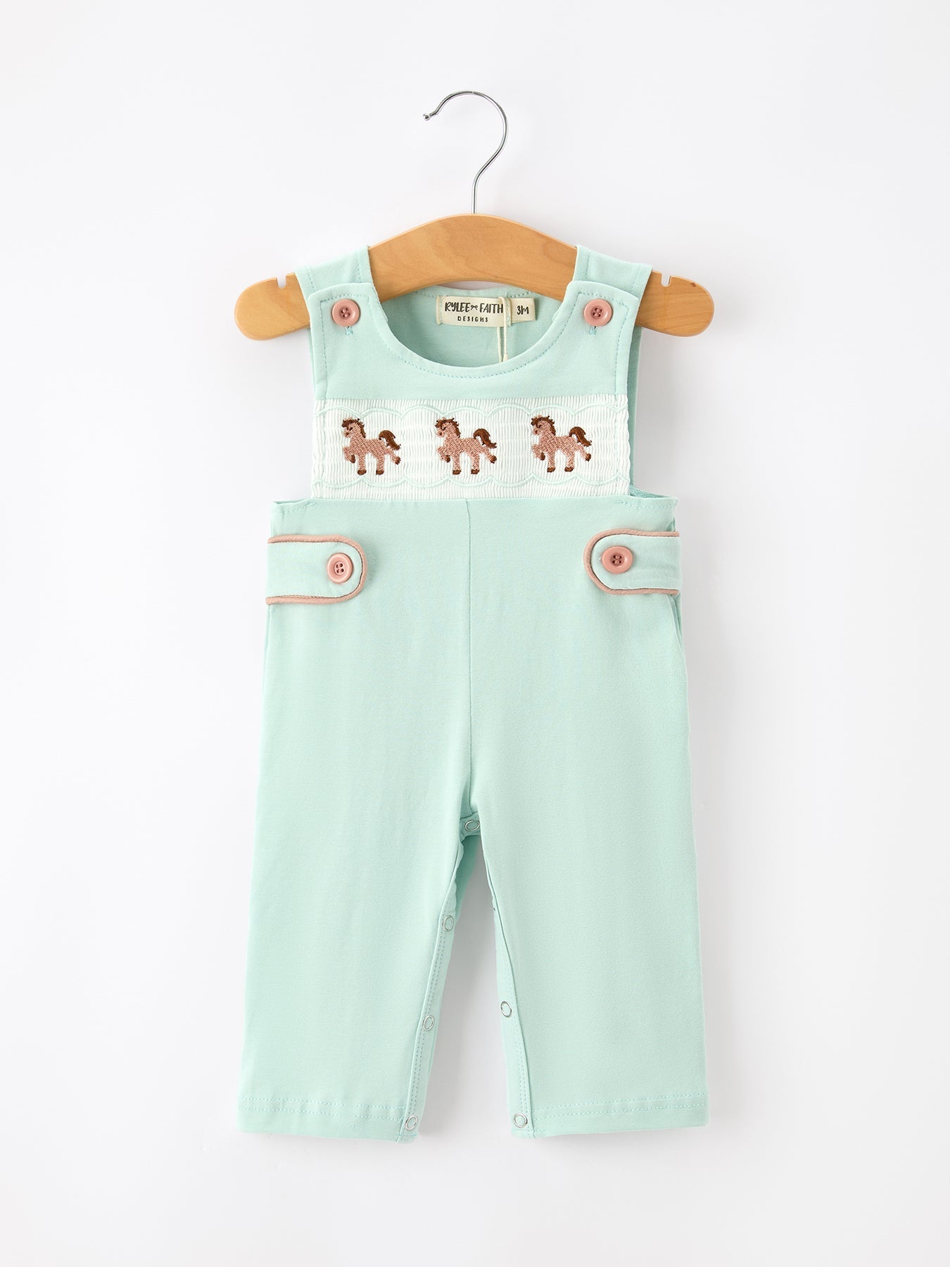 Rylee Faith Designs Rylee Faith Designs Jon Jon Romper With Western Horse Embroidery For Baby Boys