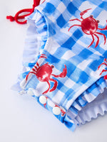 Rylee Faith Designs Rylee Faith Designs Summer Crab Long Sleeve Ruffle One Piece Swimsuit For Girls - 
