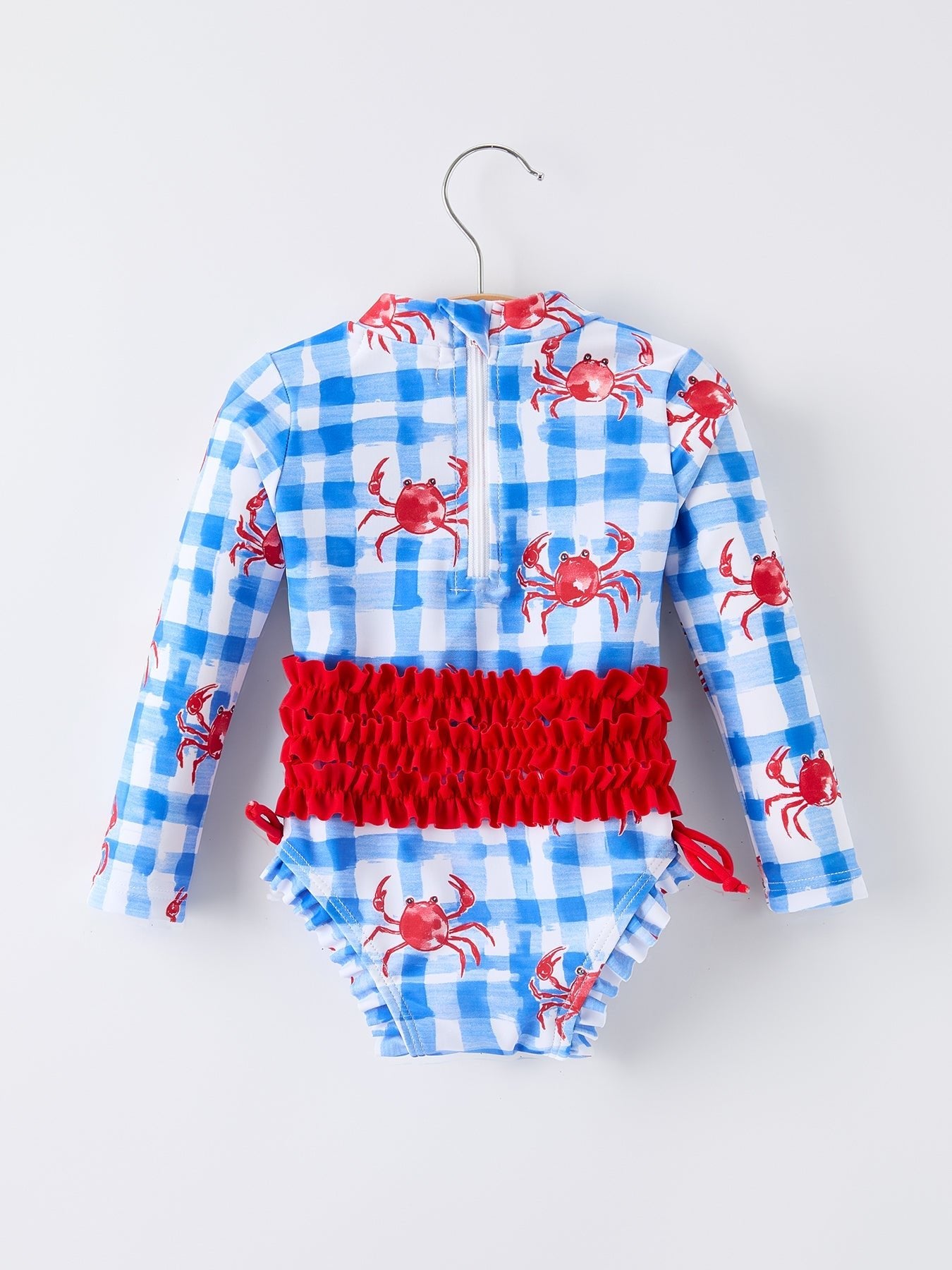Rylee Faith Designs Rylee Faith Designs Summer Crab Long Sleeve Ruffle One Piece Swimsuit For Girls - 