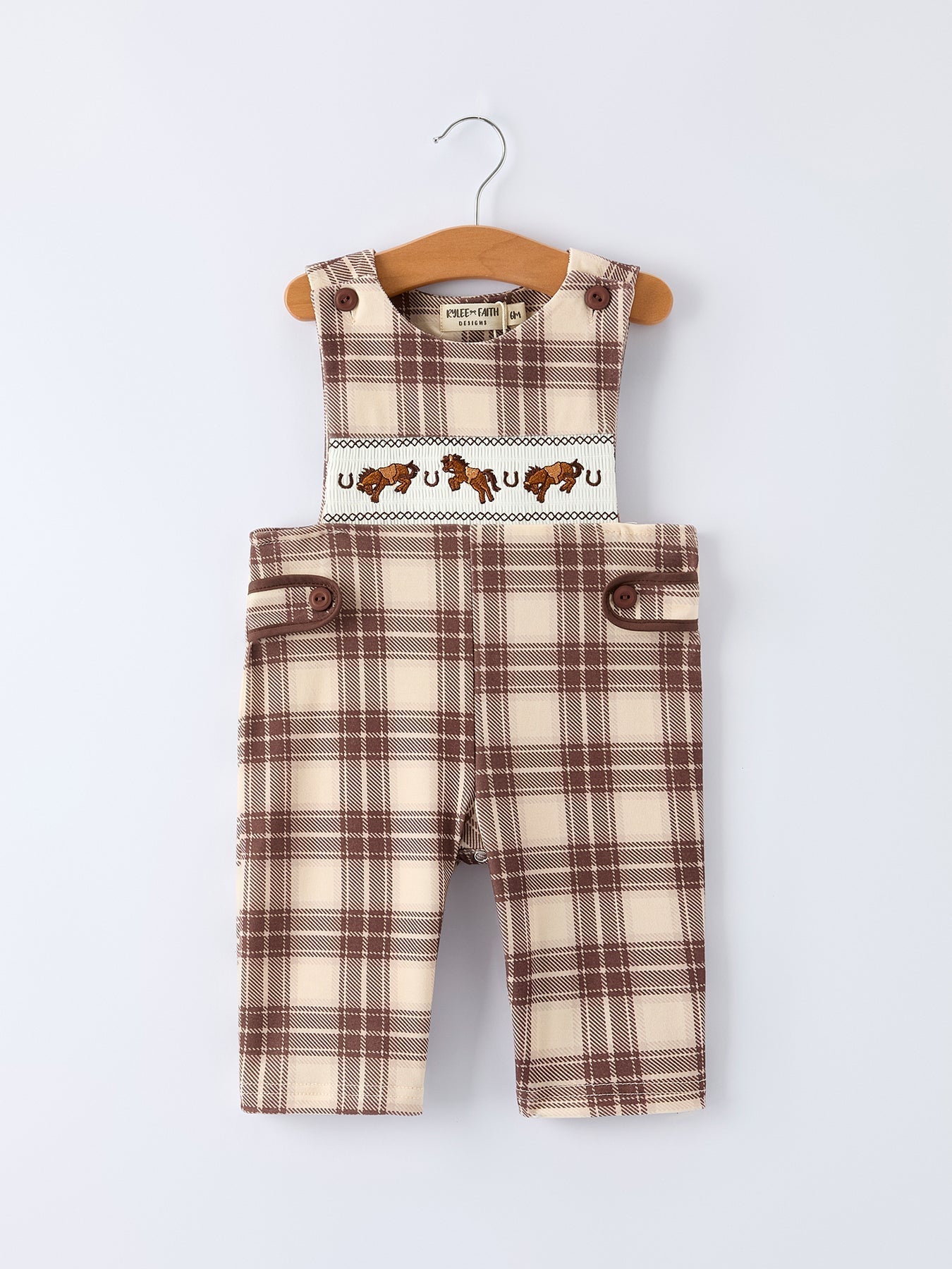 Rylee Faith Designs Rylee Faith Designs Western Romper With Horse Embroidery For Baby Boys