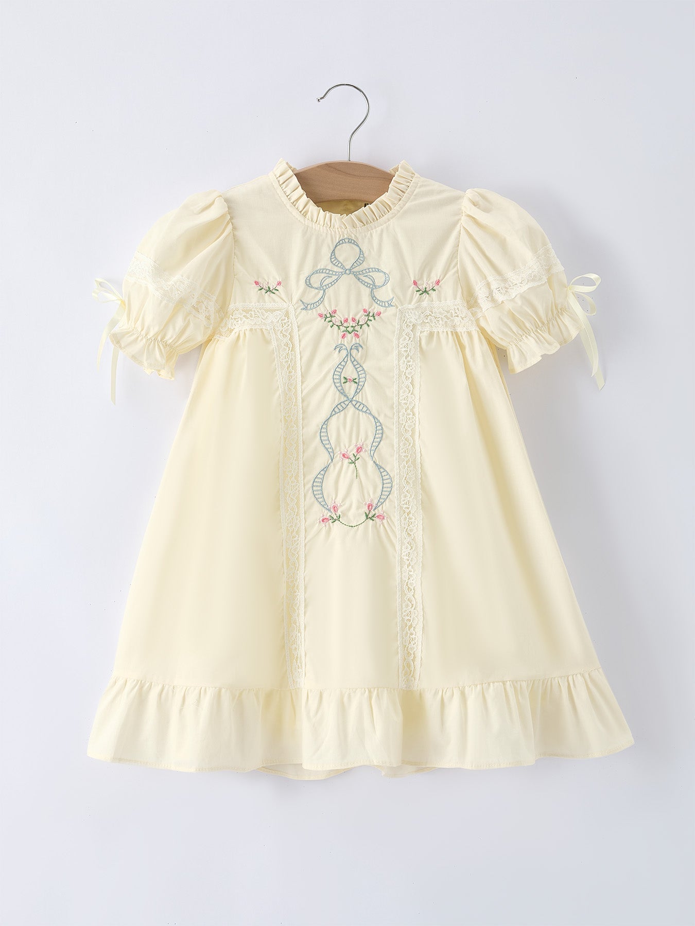 Rylee Faith Designs Rylee Faith Embroidered Lace Girls Dress With Short Sleeves For Occasions