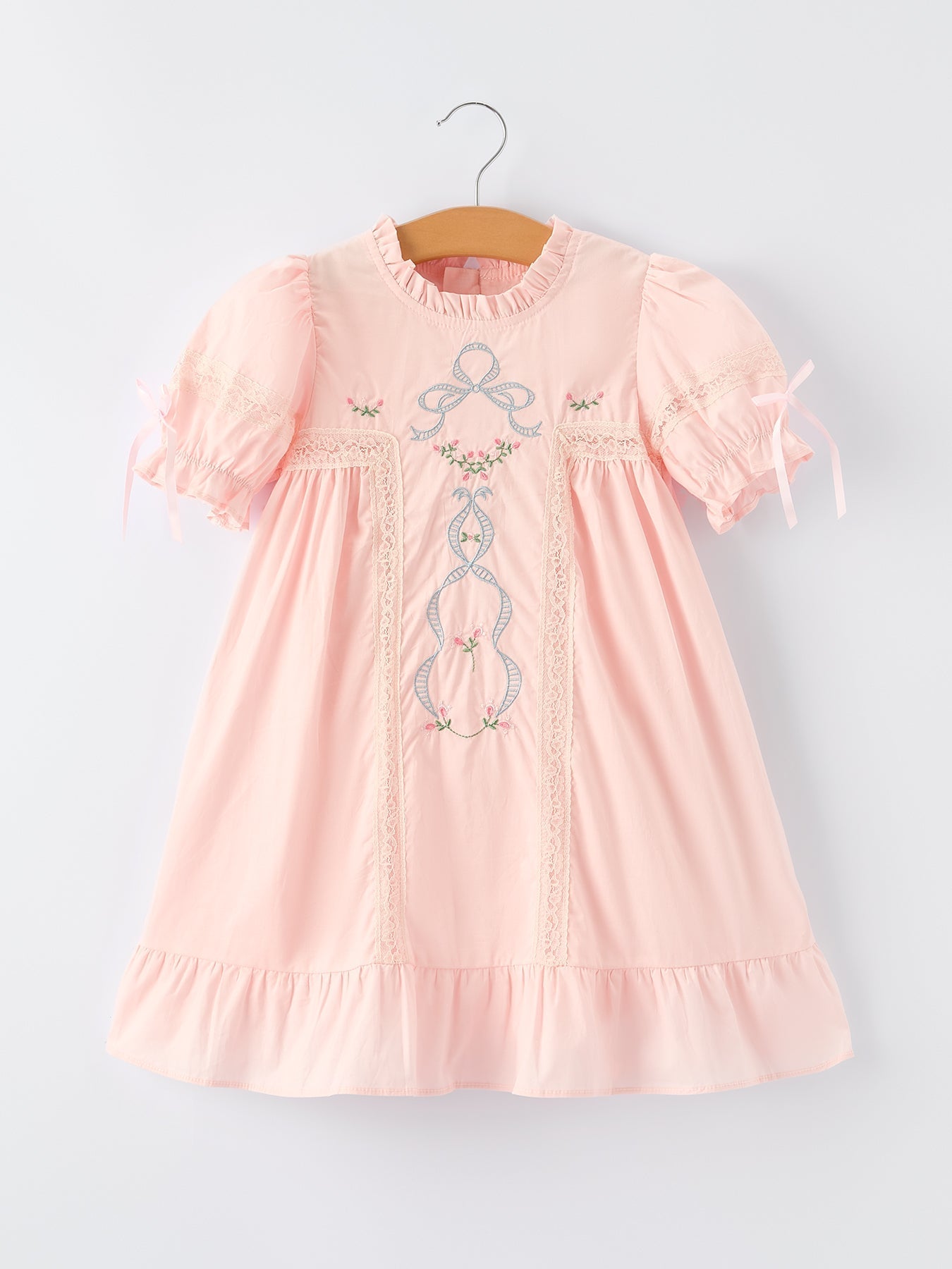 Rylee Faith Designs Rylee Faith Embroidered Lace Girls Dress With Short Sleeves For Occasions