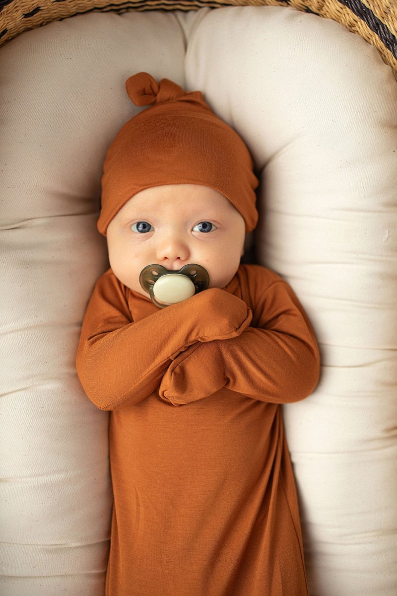 Three Little Tots Saddle Knotted Newborn Baby Gown - 