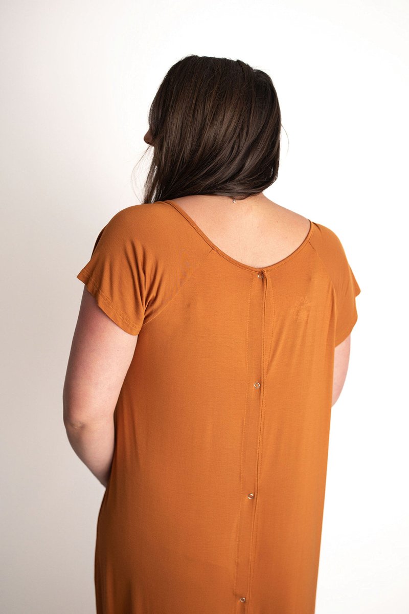 Three Little Tots Saddle Tan Mommy Labor and Delivery Nursing Hospital Gown - 