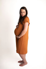 Three Little Tots Saddle Tan Mommy Labor and Delivery Nursing Hospital Gown - 