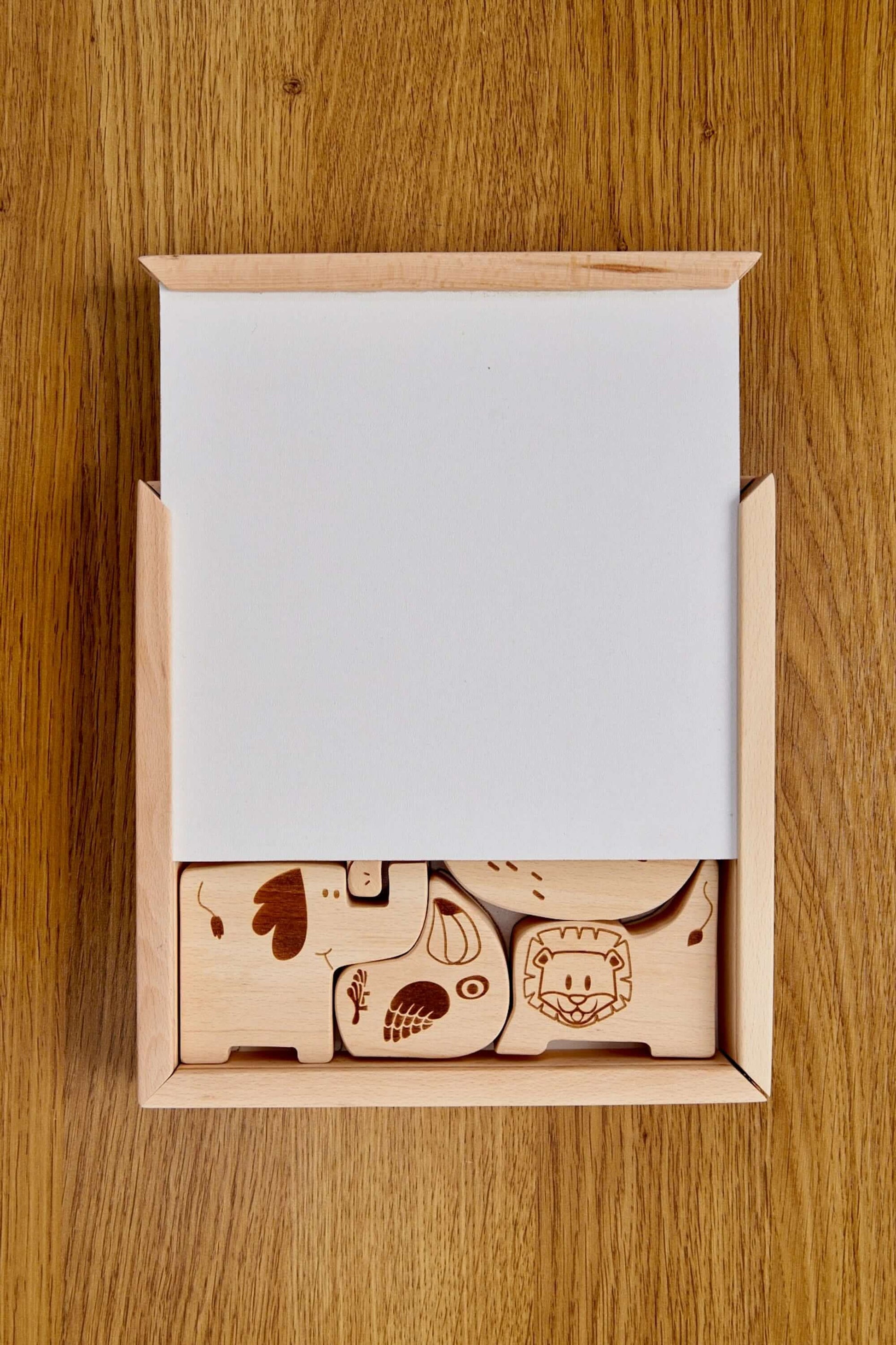 Montessori Wooden Safari Animal Puzzle Box For Toddlers Kidodido Everetts Place: Online Boutique