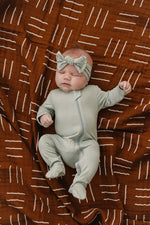 Mebie Baby Sage Bamboo Footed Double Zipper Baby Onesie Mebie Baby - 