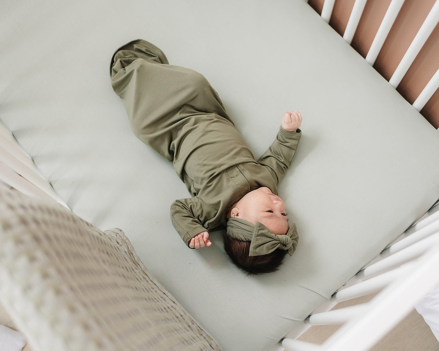 Mebie Baby Sage Bamboo Stretch Crib Sheet - 
