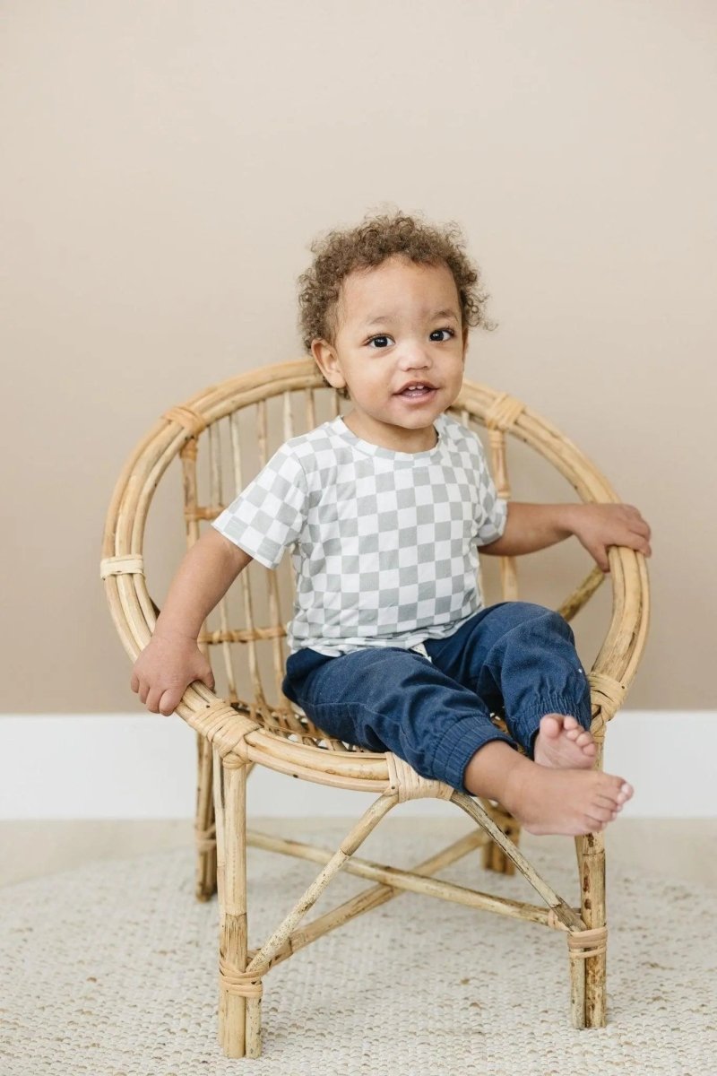 Little Joy Co. Sage Checkered Bamboo Tee 3 To 6 Months Size 6 Left - Everetts Place Boutique - 