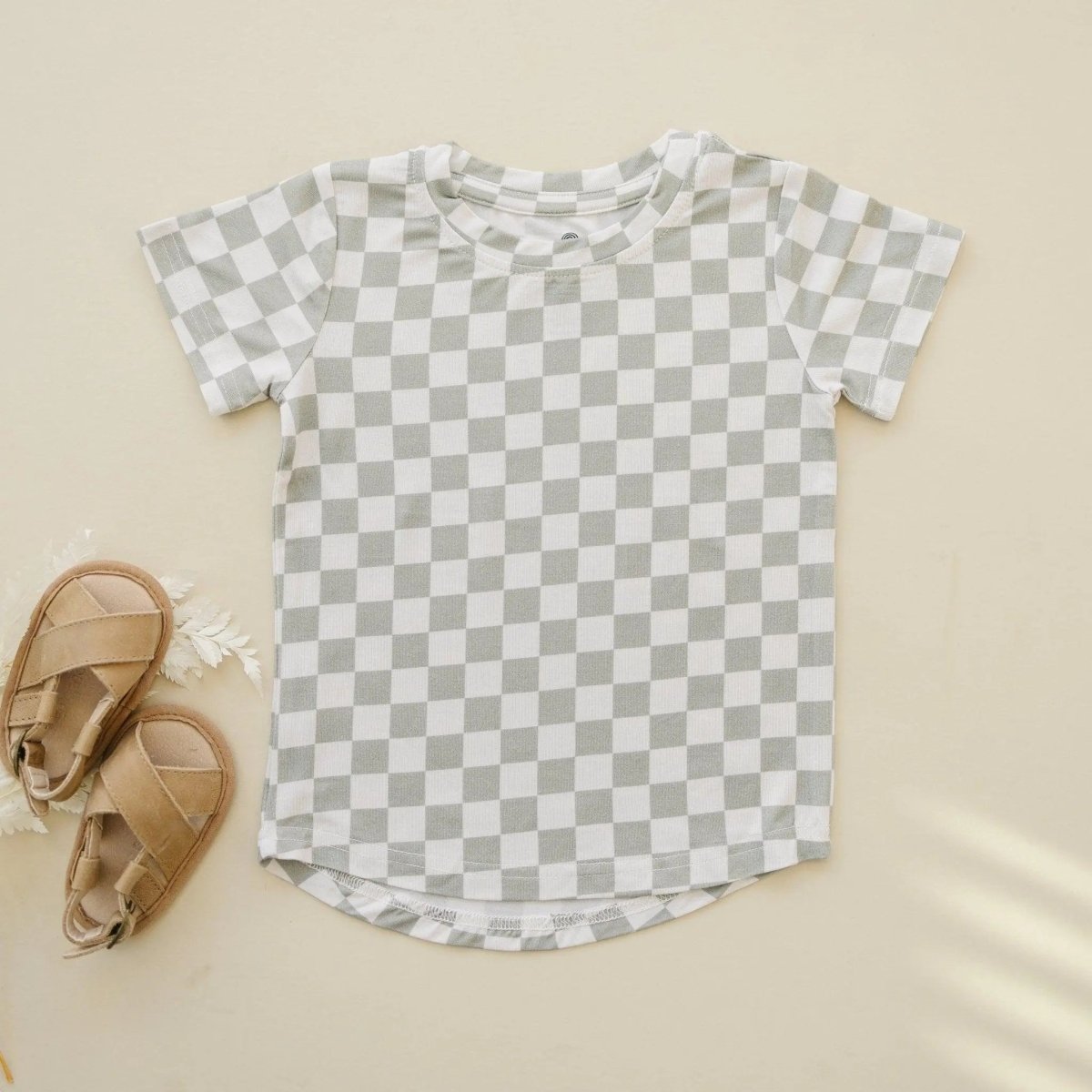 Little Joy Co. Sage Checkered Bamboo Tee 3 To 6 Months Size 6 Left - Everetts Place Boutique - 