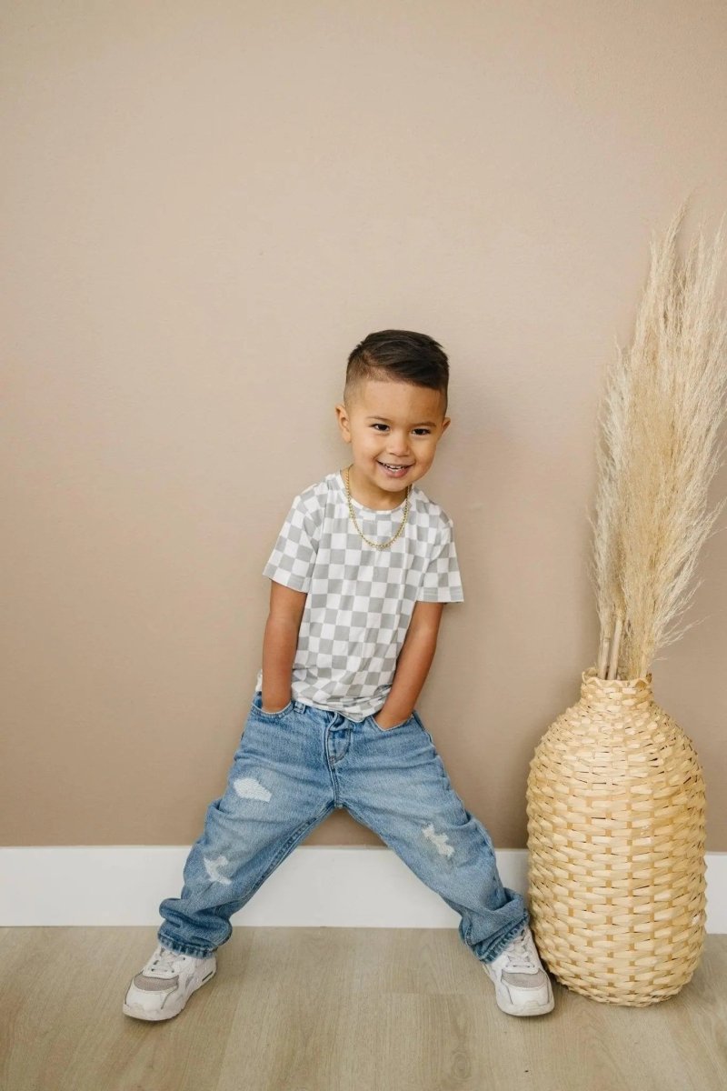 Little Joy Co. Sage Checkered Bamboo Tee 3 To 6 Months Size 6 Left - Everetts Place Boutique - 