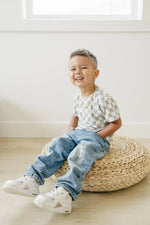 Little Joy Co. Sage Checkered Bamboo Tee *Sizes 3/6m & Sz 6 Left - 