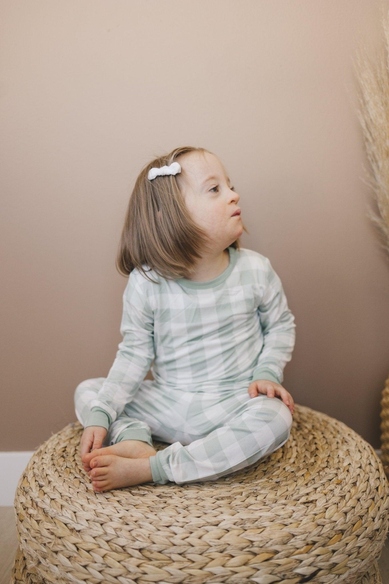 Sage Gingham 2pc Bamboo Pajamas by Little Joy Co. at Everetts Place