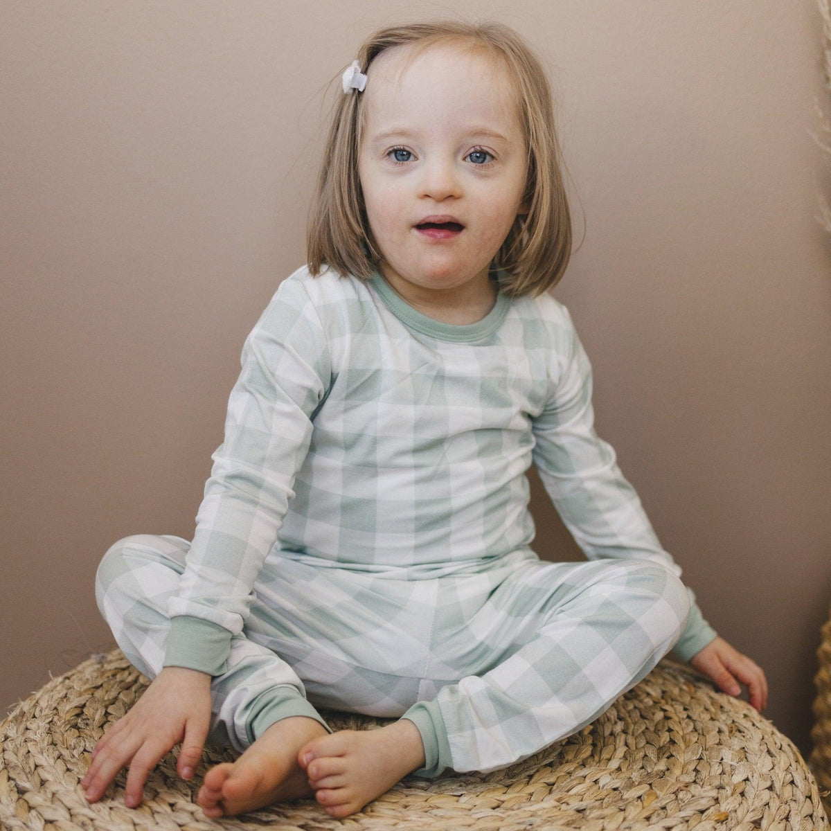 Sage Gingham 2pc Bamboo Pajamas by Little Joy Co. at Everetts Place