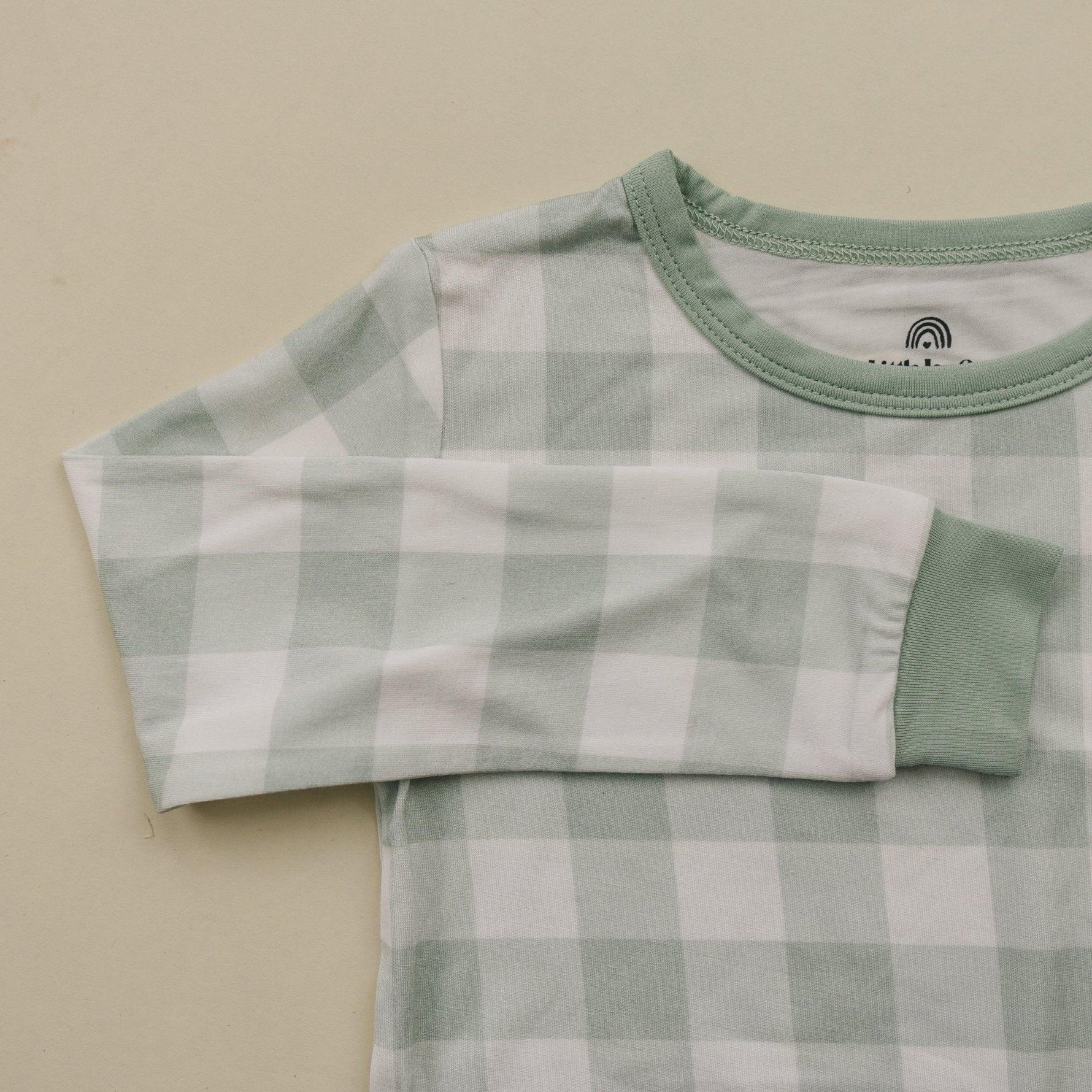 Sage Gingham 2pc Bamboo Pajamas by Little Joy Co. at Everetts Place