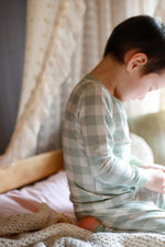 Little Joy Co. Sage Gingham 2pc Bamboo Pajamas for Women Soft Sleepwear - Everetts Place Boutique - 