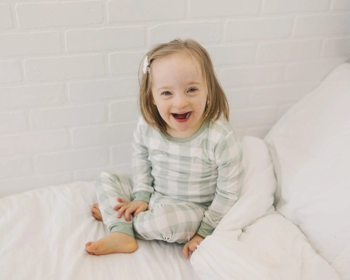 Little Joy Co. Sage Gingham 2pc Bamboo Pajamas for Women Soft Sleepwear - Everetts Place Boutique - 