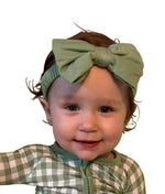 Dragonfly Dreams Bamboo Sage Gingham Coordinating Infant/Children's Bow