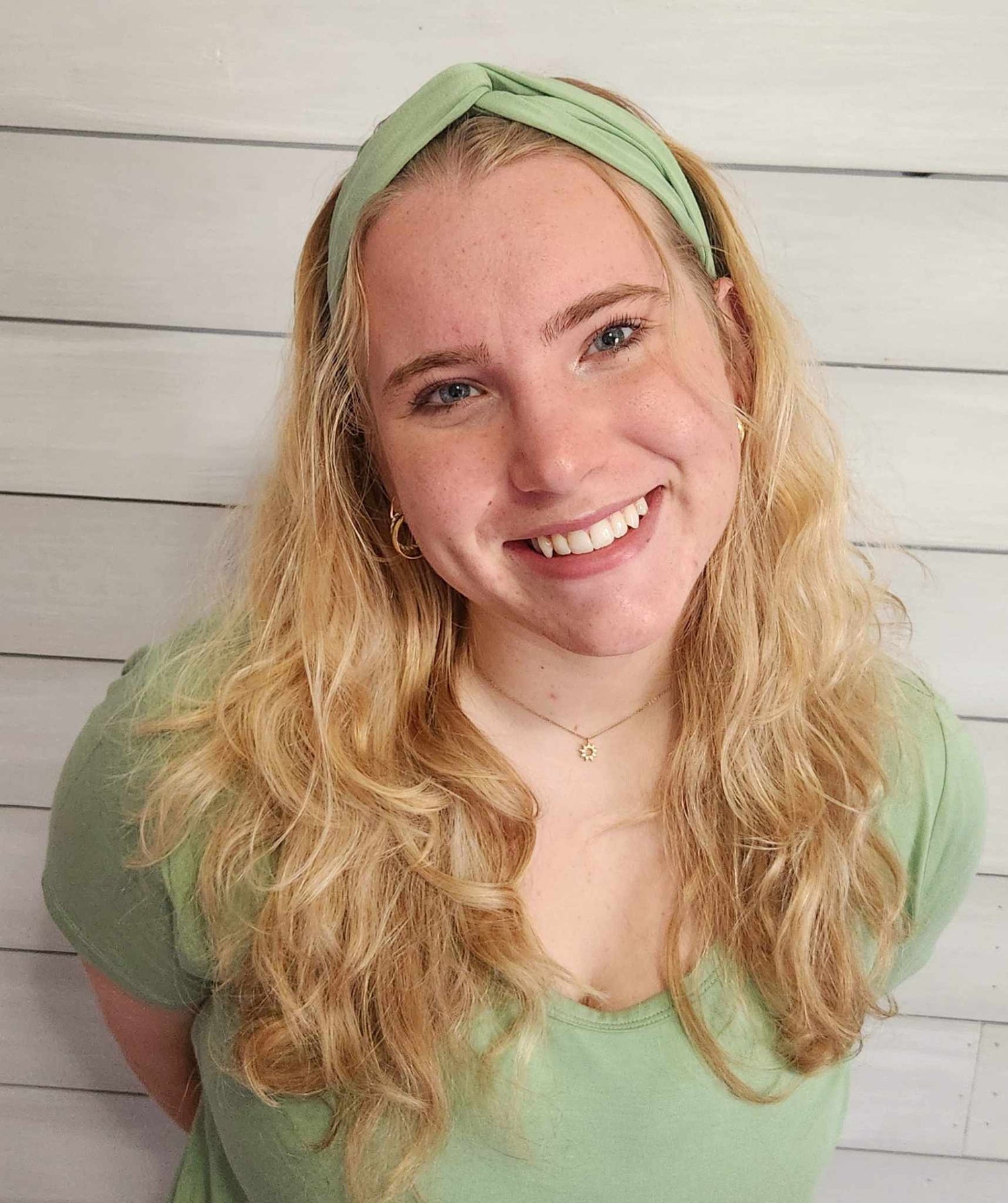 Dragonfly Dreams Bamboo Sage Gingham Coordinating Women's Headwrap