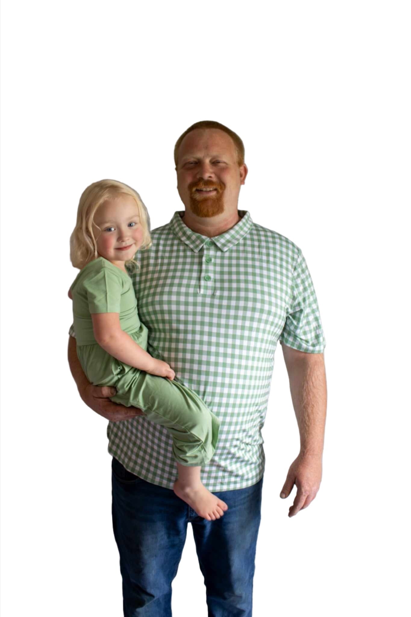 Dragonfly Dreams Bamboo Sage Gingham Men's Polo Shirt